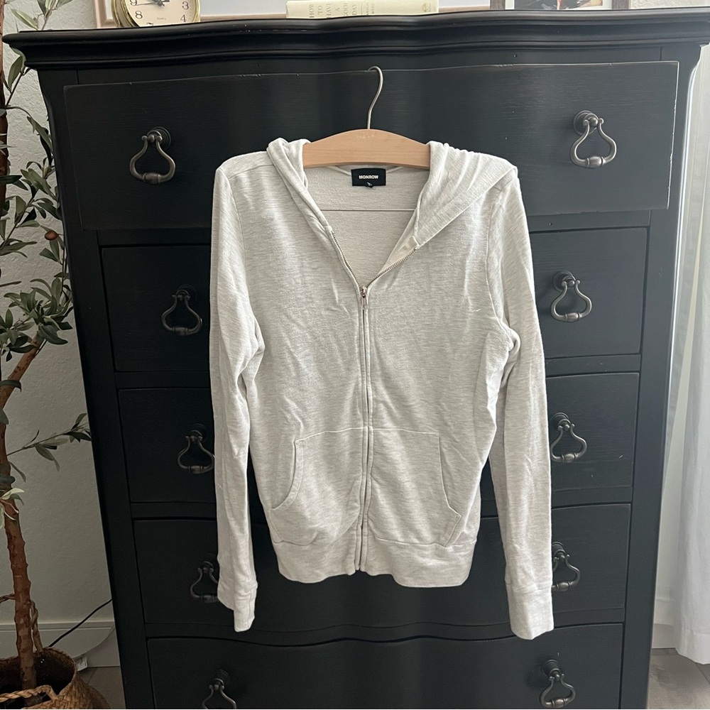 MONROW Supersoft Zip Up Hoodie - Ash